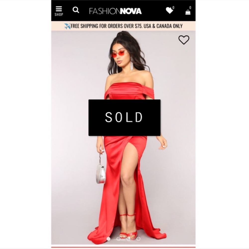 ***SOLD***Fashion Nova Tiara Red Satin Dress